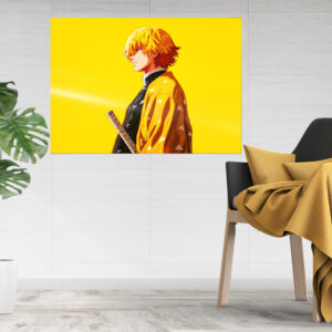 Zenitsu Agatsuma Metal Poster – Demon Slayer | Lightning-Fast Warrior Wall Art